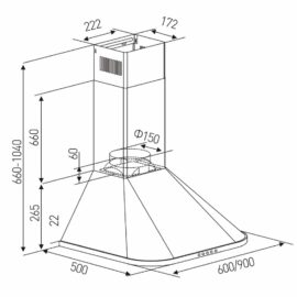 קולט אדים 90 ס"מ Ly Vent ליוונט LVS-510 נירוסטה