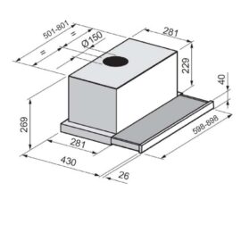 קולט אדים בנוי טלסקופי 60 ס"מ LY Vent ליוונט LV-P-841 נירוסטה