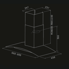 קולט אדים ארובה Turbo Air IRIS IX/BL/A/60 טורבו אייר נירוסטה וזכוכית