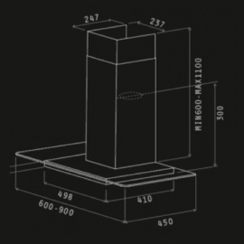 קולט אדים ארובה Turbo Air Lucrezia IX/BL/A/90 טורבו אייר נירוסטה וזכוכית