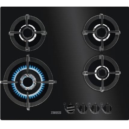 נושאשחור כיריים גז 4 להבות זנוסי ZANUSSI דגם ZGO68420BA זכוכית שחורה