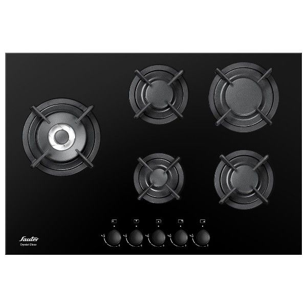 1111 כיריים Sauter סאוטר 75 ס"מ 5 להבות גז SHG755B זכוכית שחורה