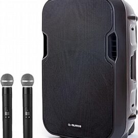 מערכת קריוקי ניידת מקצועית 15 אינץ' 800W עם שני מיקרופונים QL Milano QL900 - צבע שחור