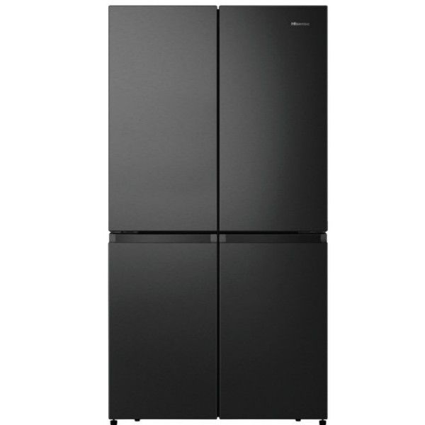 נירוסטה משורחת מקרר 4 דלתות Hisense הייסנס 606 ליטר RQ72BK עם מנגנון שבת נירוסטה מושחרת