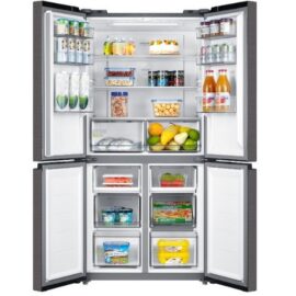 מקרר 4 דלתות 470 ליטר Midea מידאה HQ-611RWEN/ 6356 זכוכית שחורה