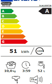 מכונת כביסה פתח חזית 10 ק"ג DeLonghi דלונגי DLW1059T3W