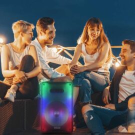 בידורית ניידת מוארת Dome 1200W P.M.P.O דום עם שני מיקרופונים אלחוטי + חוטי דגם - CLUB-108