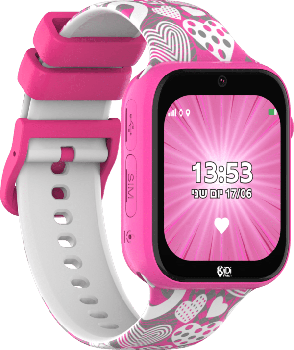 1 שעון חכם לילדים כולל סים מובנה Kidiwatch KidiMust קידי ווטש צבע ורוד 4G