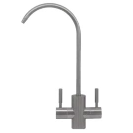 מערכת סינון מים וברז מעוגל שתי ידיות - קר/פושר Novea נובע 1IN1 דגם 1IN1 PRT722 צבע נירוסטה מוברשת