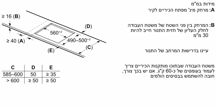 20398379_Ind_cutout_60_NE_TopDesign_no_venting_he-IL כיריים אינדוקציה 60 ס"מ 2 אזורי בישול גמישים Siemens סימנס EX675HXC1E תלת פאזי