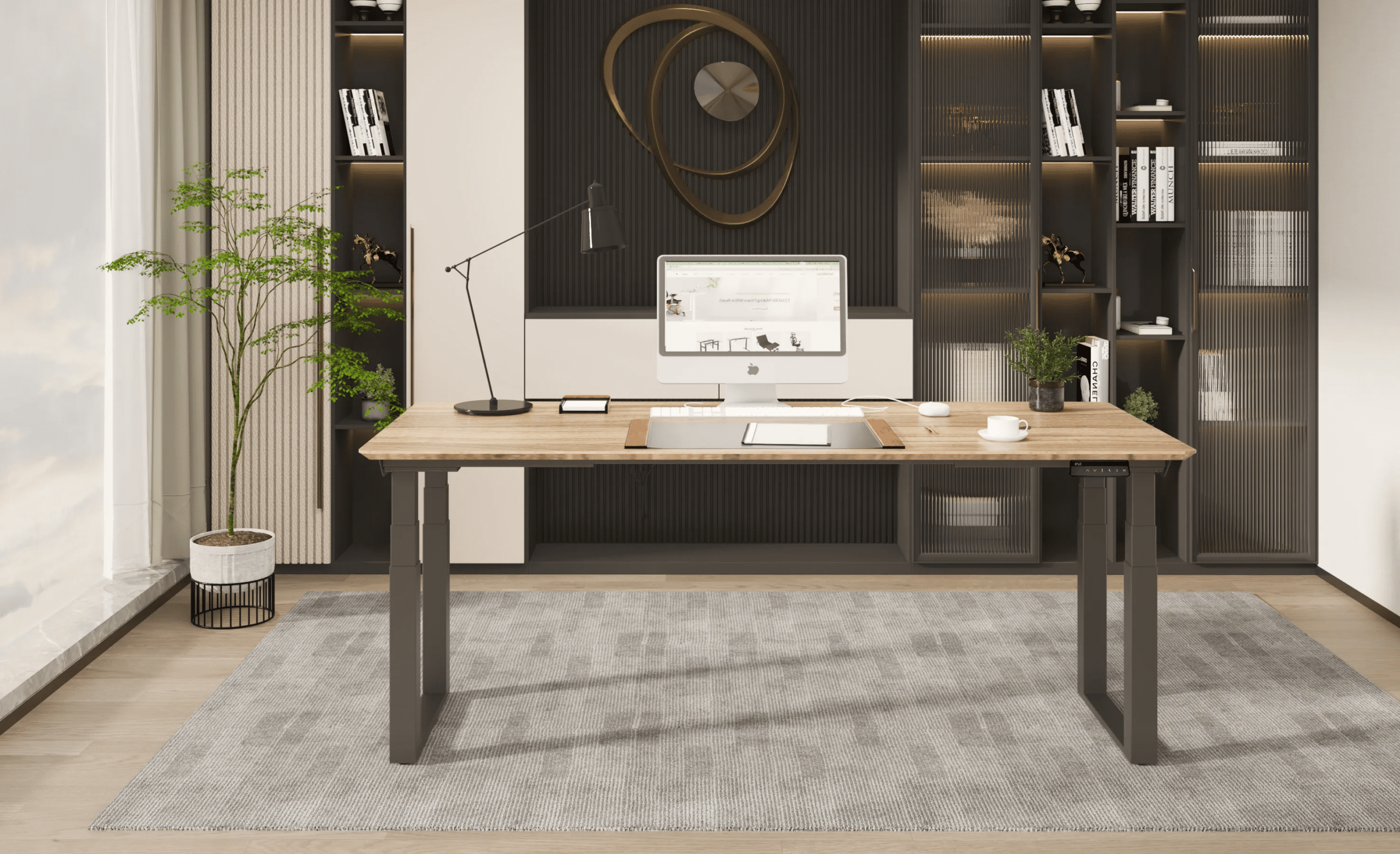 שולחן-מתכוונן-חשמלי-4-מנועים-דגם-QUADRO-דמו שולחן עמידה חשמלי מתכוונן 4 מנועים קיסר KEISAR דגם QUADRO