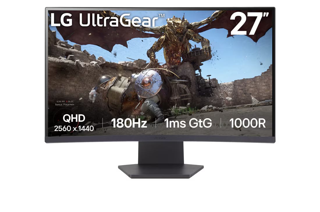 1 מסך ''27 גיימינג קעור UltraGear™ QHD 180Hz 1ms (GtG) תומך ™HDR10 / FreeSync ביחס 16:9 LG אל ג׳י דגם 27GS60QC-B