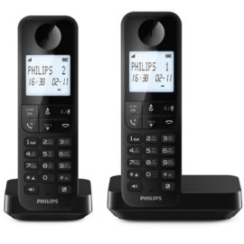 טלפון אלחוטי 2 שלוחות Philips פיליפס דגם D2702B/25 אספקה החל מה28/06
