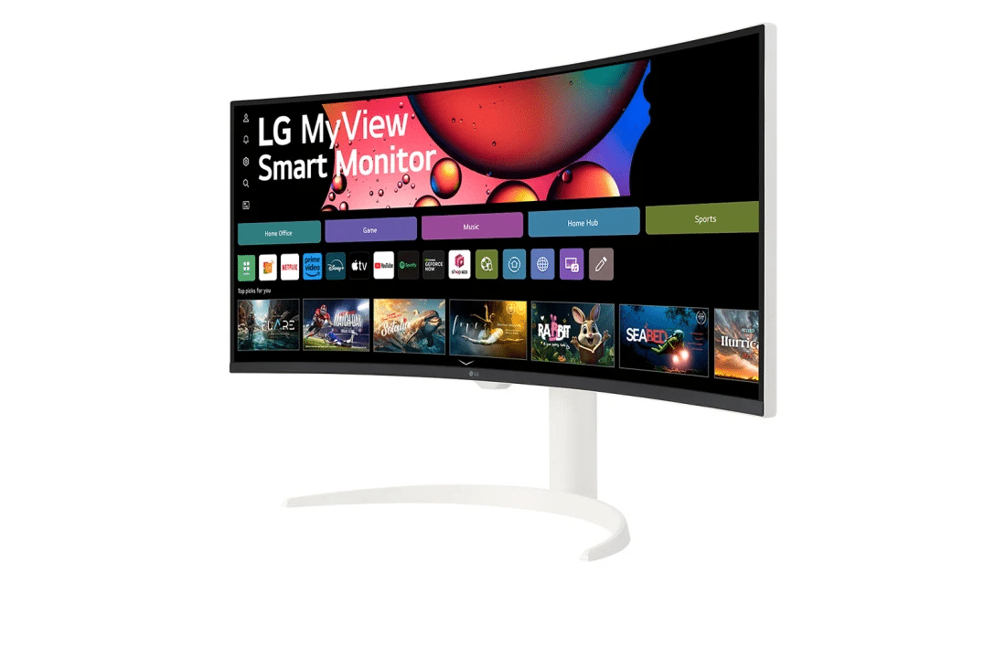 3 צג LG MyView Smart אל ג'י בגודל 34 אינץ' ביחס 21:9 WQHD UltraWide קעור (3440x1440) עם webOS דגם 34SR65QC-W