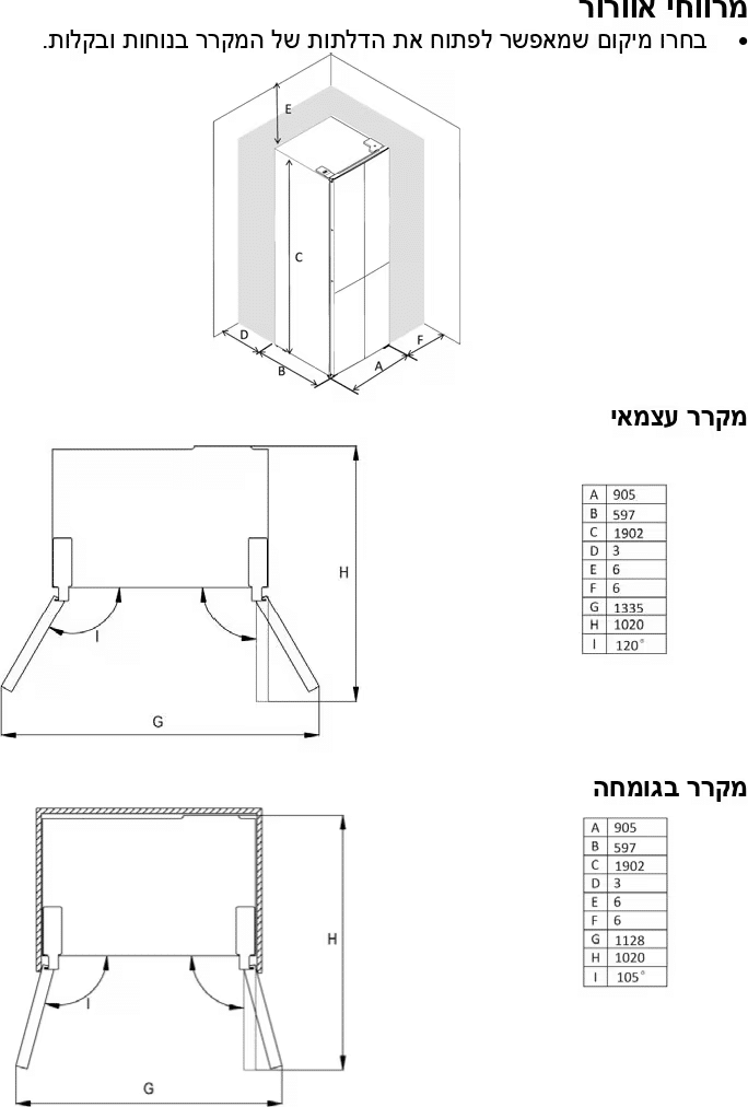 3 מקרר 4 דלתות General ג'נרל FF4-65BIX קו אפס - צבע שחור מט