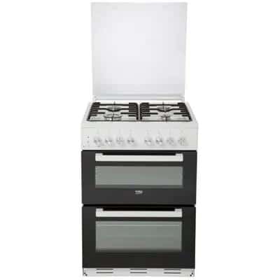 43859318c תנור אפיה משולב כיריים גז בקו beko דו תאי KFDM-6212DWDSL לבן