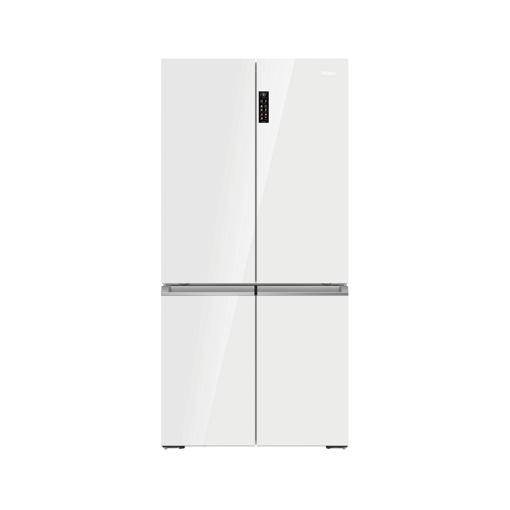 1 מקרר 4 דלתות Haier האייר HRF- 825FW זכוכית לבנה