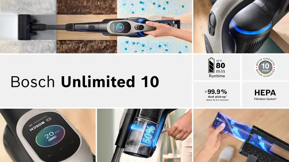 11 שואב אבק נטען Unlimited 10 אפור גרפיט בוש Bosch דגם BBS1041GQC