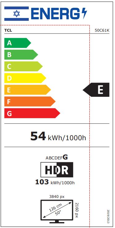5 טלוויזיה חכמה "50 TCL טי.סי.אל 50C61K Google TV QLED Mini LED