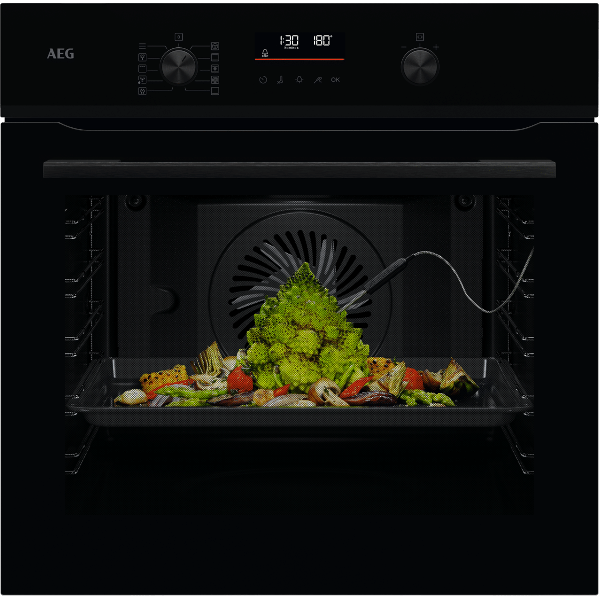 1 תנור אפיה בנוי פירוליטי AEG א.א.ג ABS65421B זכוכית שחורה